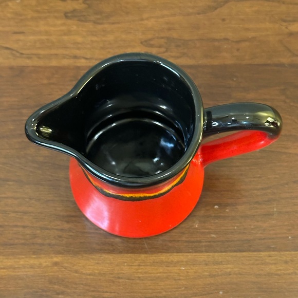 🌟HP🌟VTG 1970s Lava Red Drip Glaze Creamer & Lidded Sugar Bowl Red Clay Pottery - Picture 7 of 13
